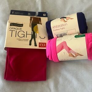 Pink and blue tights